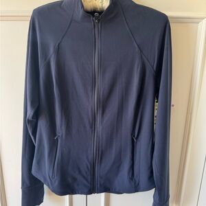 Athleta Blue Utility Jacket and pant set with Full Zip and Fitted Design
